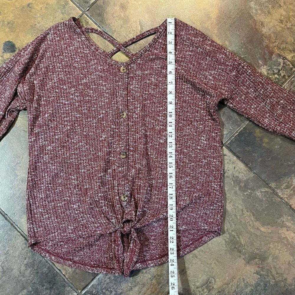 Bobbie Brooks Ladies Red Speckled Button Down Tie Bottom Sweater XL - Picture 7 of 11